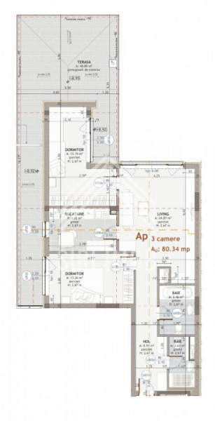 Apartament 3 camere, CENTRU, zona The Office, 2 bai, terasa, 2 parcari subterane