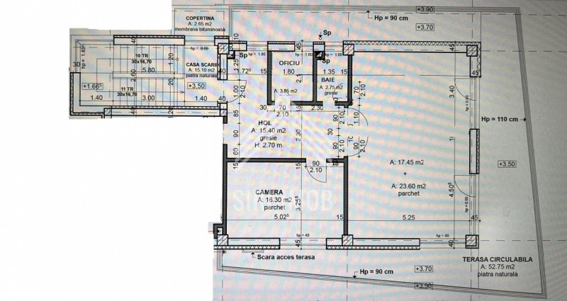 Spatiu birou 80mp, cart.Manastur, str.Campului, parcare, terasa, aer conditionat