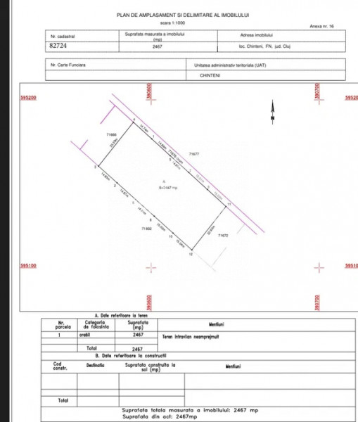 Teren intravilan parcelabil, CU emis, Chinteni cu panorama spre Cluj