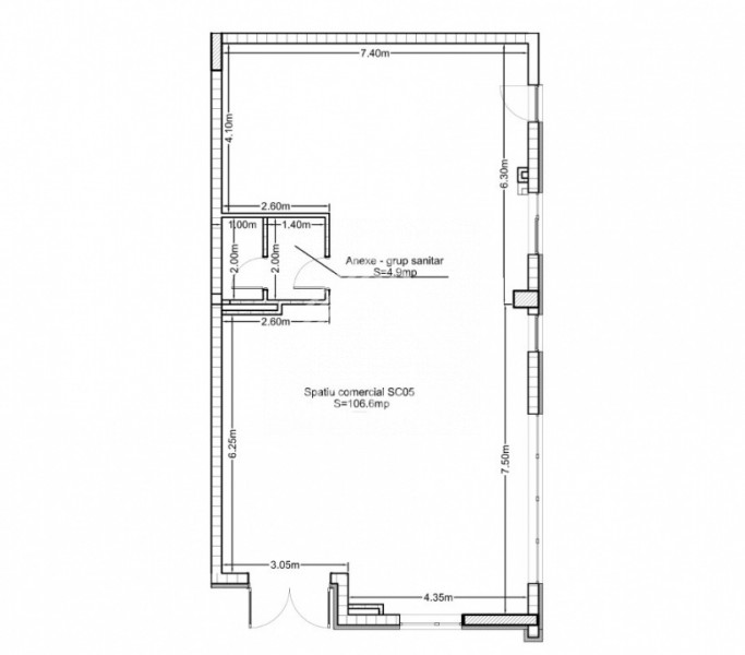 Spatiu comercial 106mp,cart.Dambul Rotund, 2 parcari,terasa,incalzire pardoseala