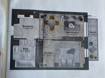 Apartament semifinisat cu 2 camere de vanzare in Marasti