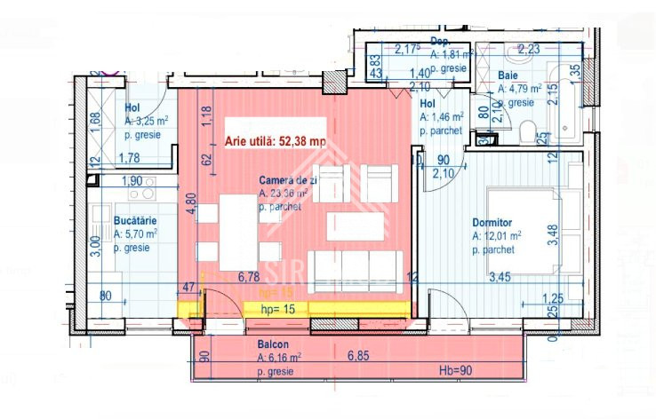 Apartament 2 camere, Floresti, str. Teilor, inc pardoseala, parcare subterana