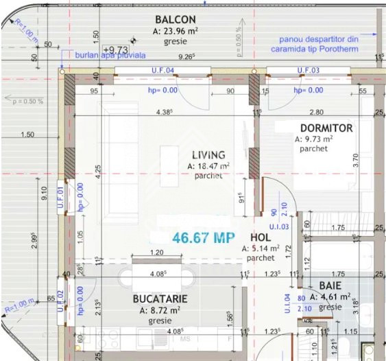 Apartament 2 camere, Floresti, str.Eroilor, parcare subterana, terasa, panorama