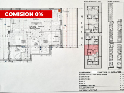 Apartamente 3 camere,tip penthouse,Floresti,zona Cetatii,2 bai,terasa,garaj