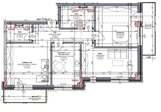 Apartament 3 camere, Beta Residence, 2 bai, 2 balcoane, 2 parcari, boxa